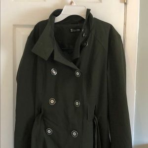 Military style raincoat in Forest Green